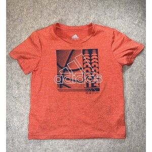 Adidas Boys Size 6 Moisture Wicking Short Sleeve Graphic Tshirt Orange